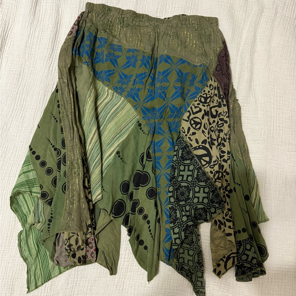 Joe Browns Green Asymmetrical Pieced Material Skirt Sz 14 - Picture 2 of 5